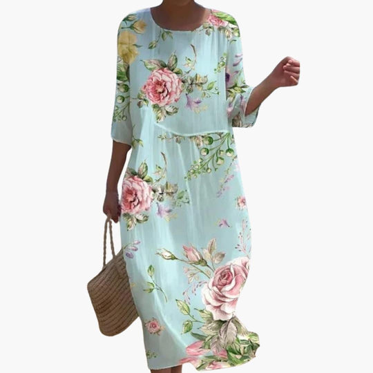 Women's Summer Dress with Short Sleeves and Relaxed Silhouette