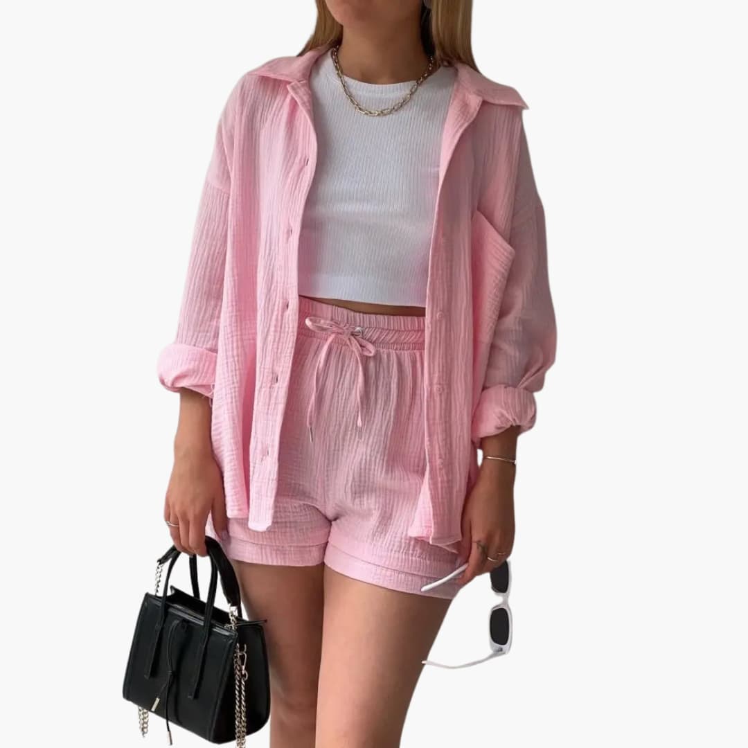 2-Piece Set for Women - Relaxed Fit Shirt and Shorts - Made by Jessica