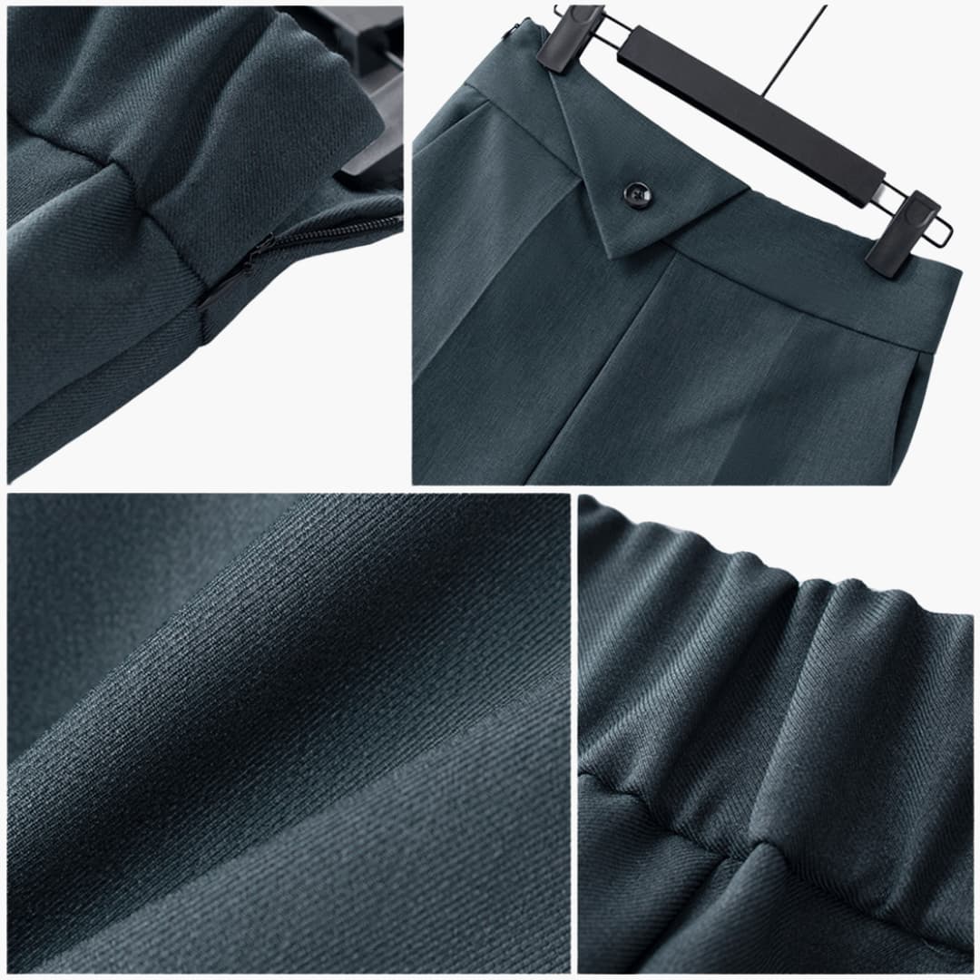 Women’s Blazer Set with Notched Lapel and Straight-Leg Trousers