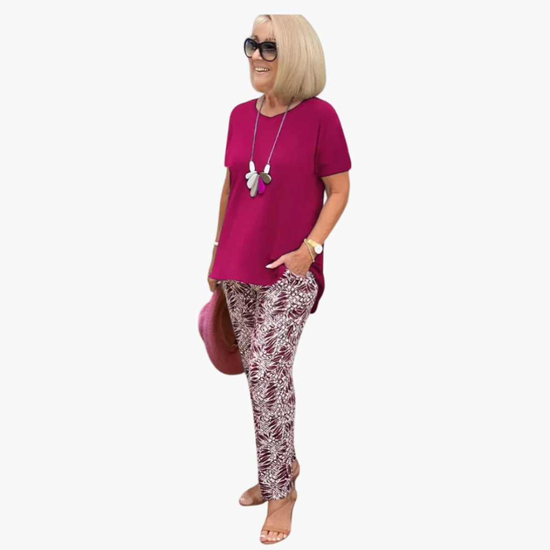 Women’s Two Piece Set with Printed Trousers
