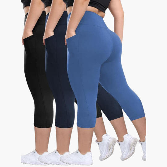 Women’s High-Waisted Capri Trousers with Pockets