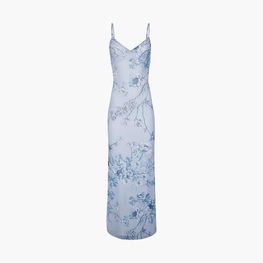 Women’s summer dress with spaghetti straps and floral print