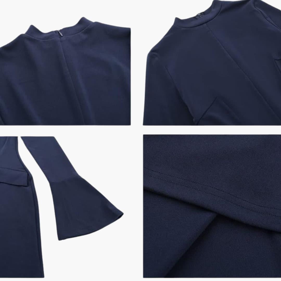 Women's Bodycon Mini Dress with Long Sleeves and Bell Cuffs