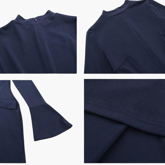 Women's Bodycon Mini Dress with Long Sleeves and Bell Cuffs