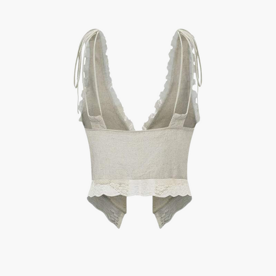 Women’s V-Neck Top with Lace Trim
