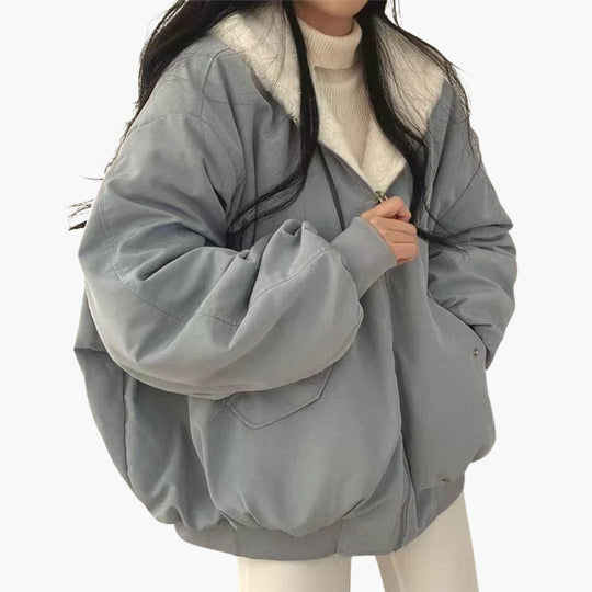Women’s Reversible Jacket with Balloon Sleeves and Dual Surfaces