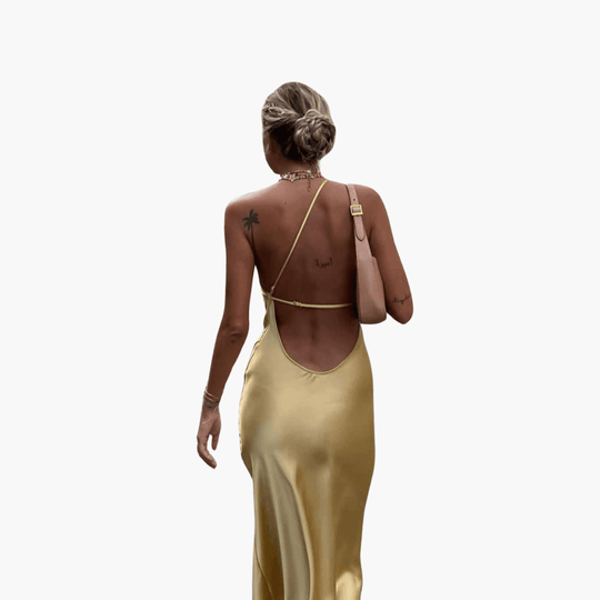 Women's Summer Midi Dress with Spaghetti Straps and Side Slit