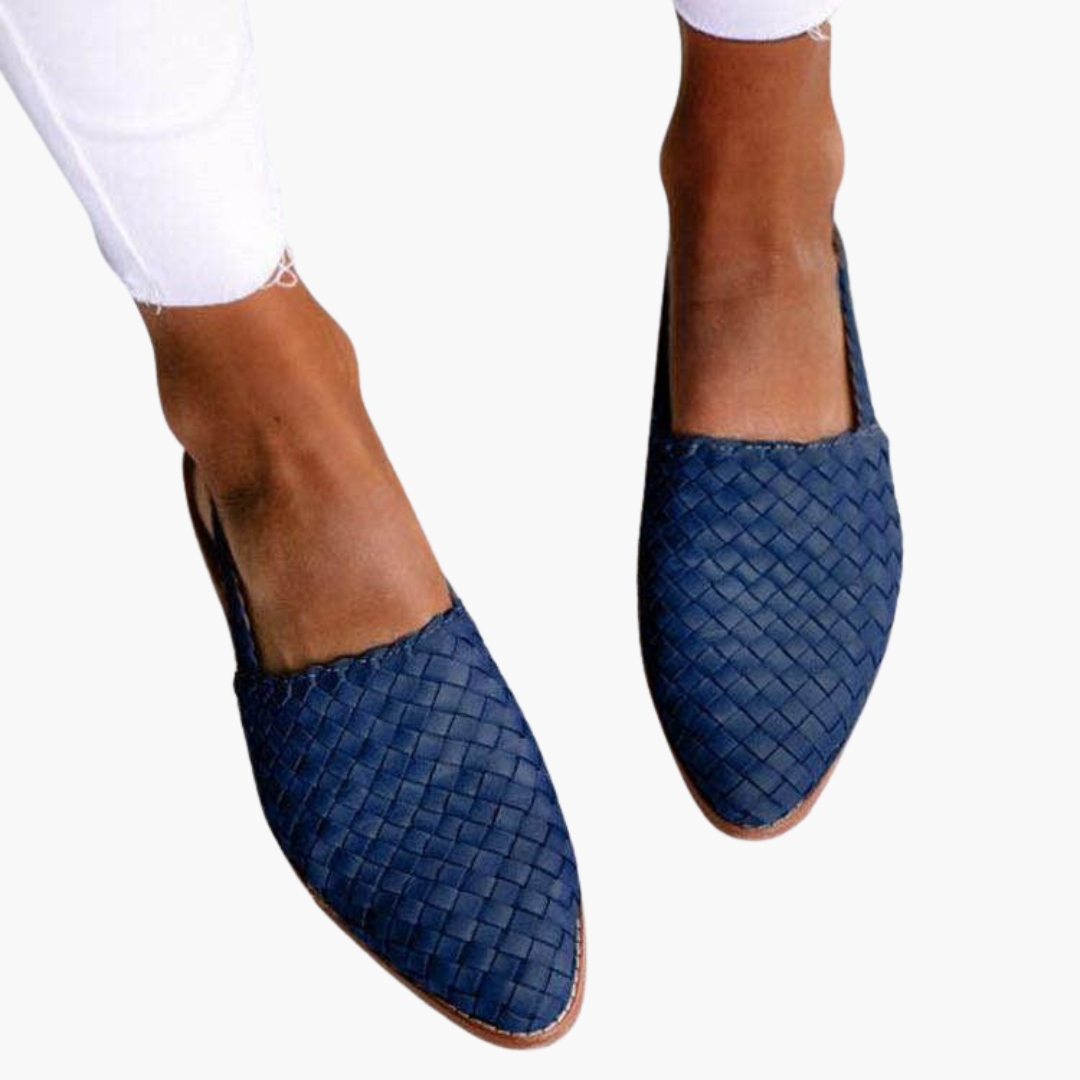 Braided Leather Slingbacks for Women - Flat Summer Shoes - Made by Jessica