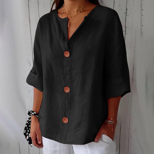 Women's Summer Blouse with Loose Fit and Breathable Linen