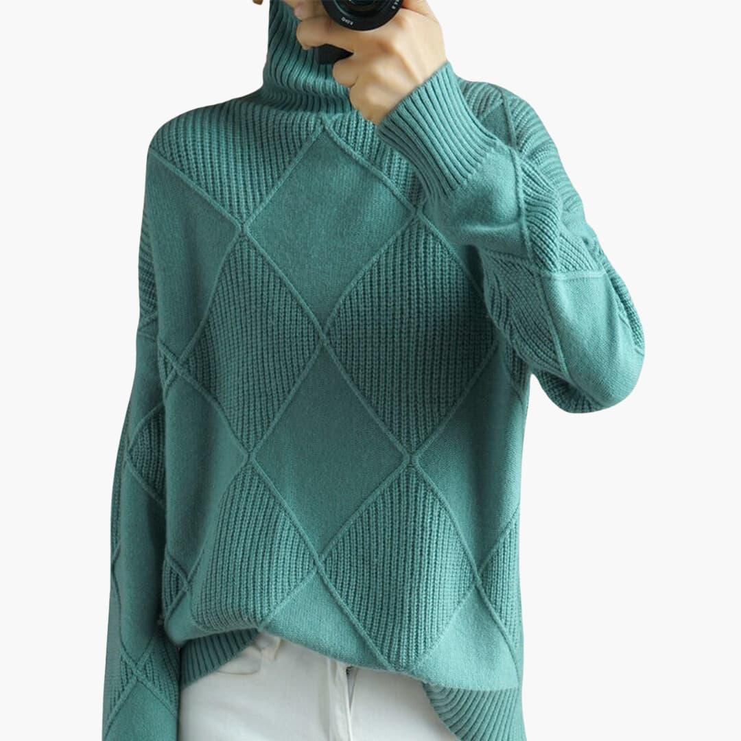 Women's Ribbed Turtleneck Jumper with Long Sleeves and Fitted Silhouette