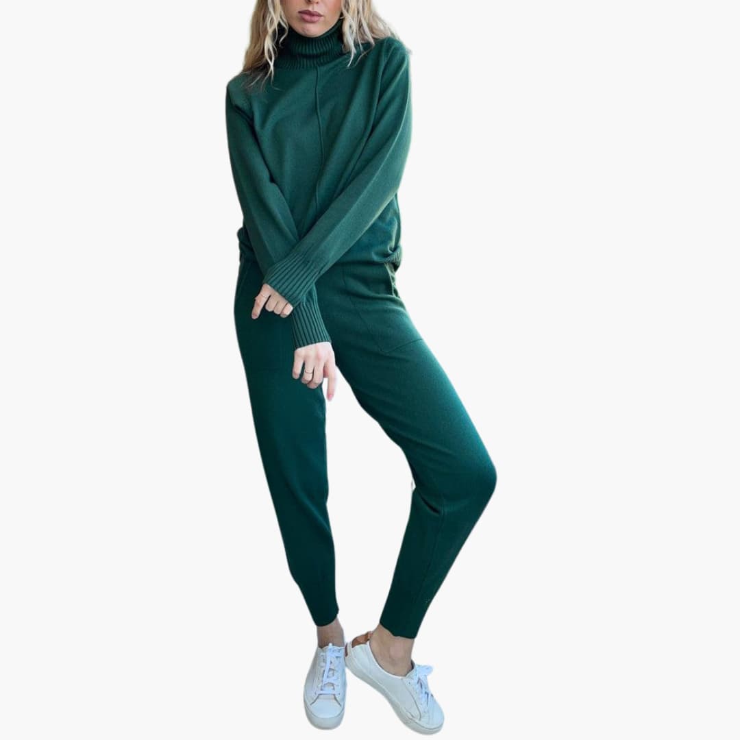 Women's Turtleneck Knit Lounge Set with Long Sleeves