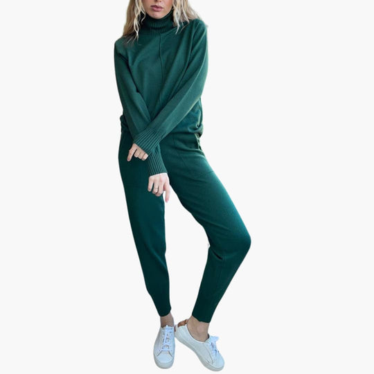 Women's Turtleneck Knit Lounge Set with Long Sleeves