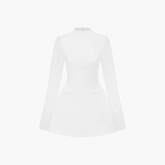 Women Mini Dress with Open Back and Flared Sleeves