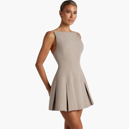 Women’s Mini Dress with Spaghetti Straps and Pleated Skirt