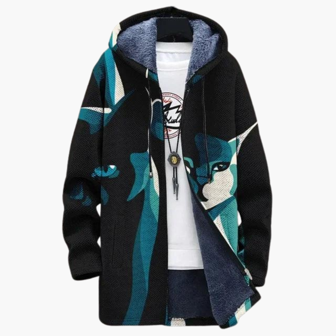 Women's Zip-Up Hoodie with Hood and Graphic Print