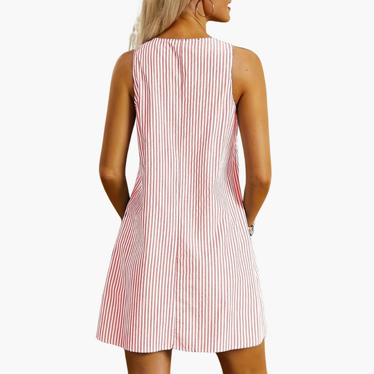 Women’s Mini Dress with Sleeveless Design and Side Pockets