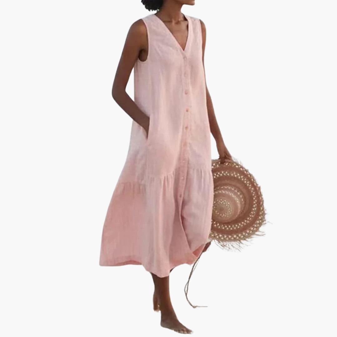 Button-Down Midi Dress for Women - Casual Summer Style - Made by Jessica