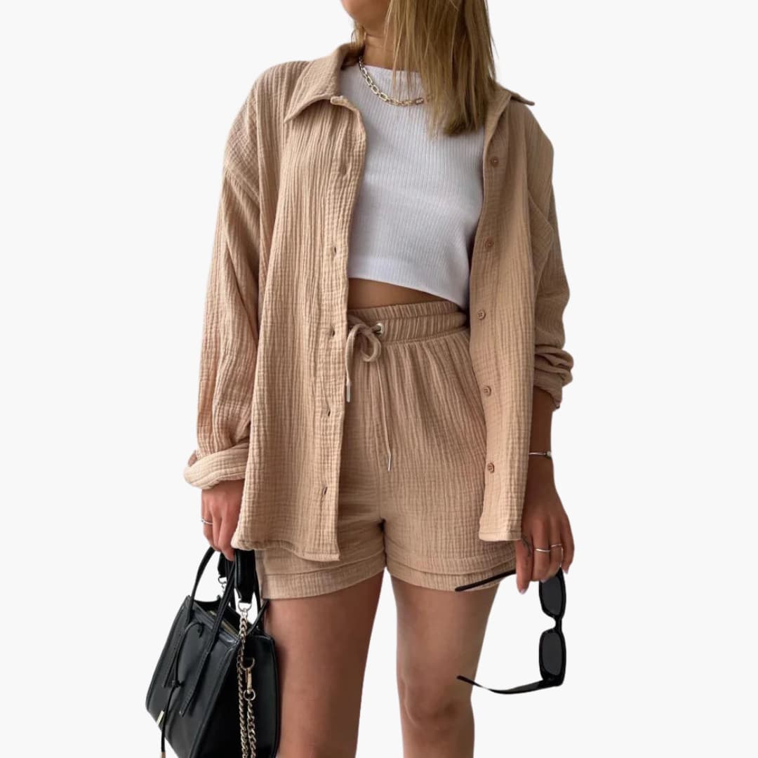 2-Piece Set for Women - Relaxed Fit Shirt and Shorts - Made by Jessica