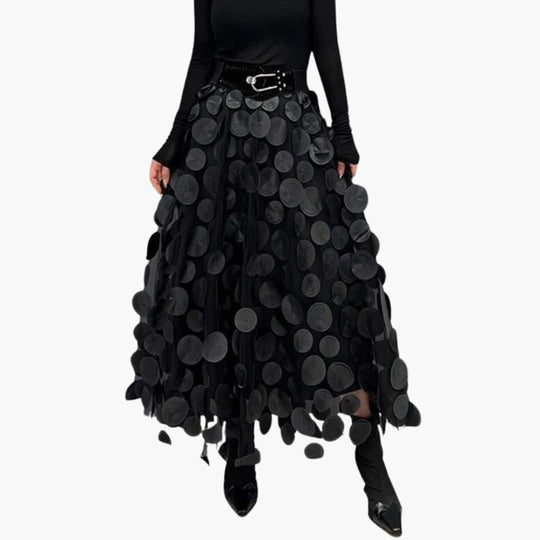 Women's High-Waisted Maxi Skirt with Pleated Details and Flowing Design