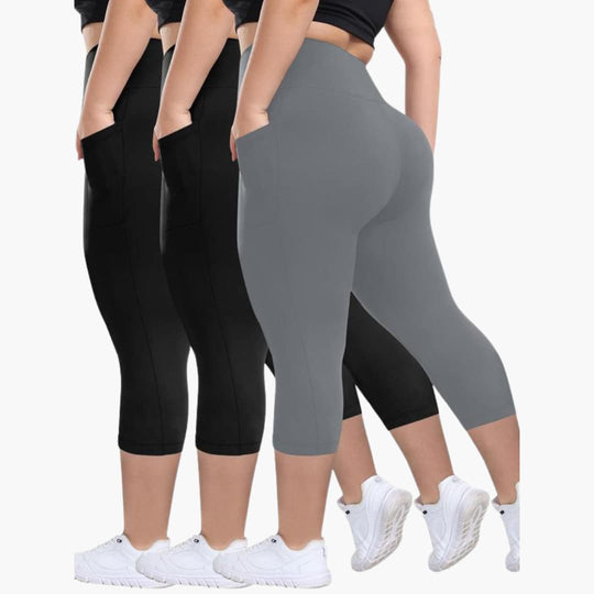 Women’s High-Waisted Capri Trousers with Pockets