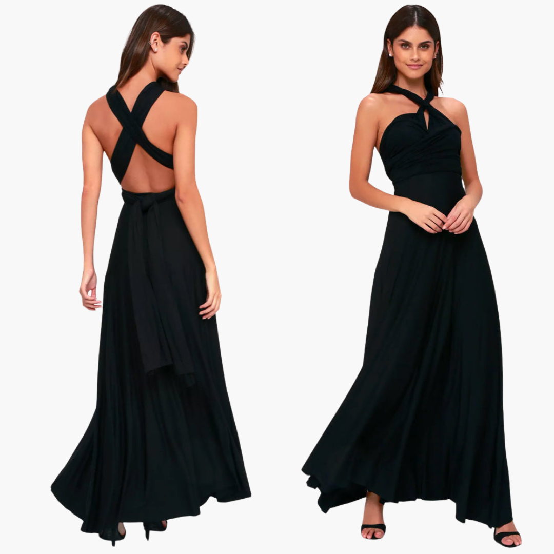 Women's Maxi Dress with Cross Back Detail and Tie Fastening