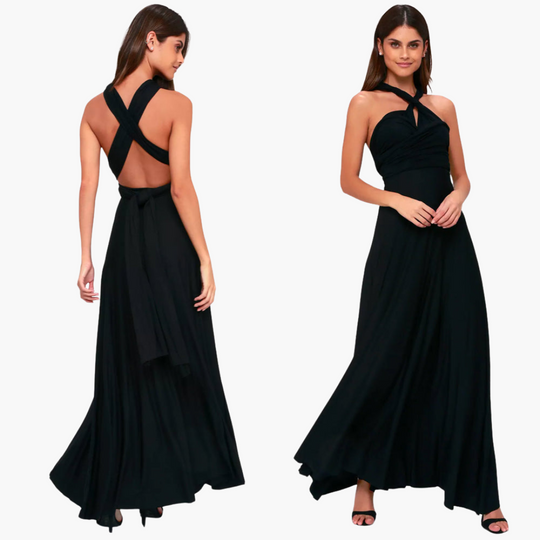Women's Maxi Dress with Cross Back Detail and Tie Fastening