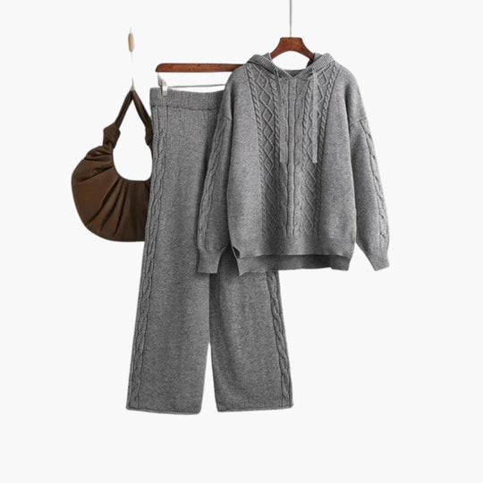 Women’s Lounge Set with Oversized Hoodie and Matching Wide-Leg Trousers