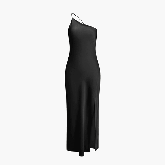 Women's Summer Midi Dress with Spaghetti Straps and Side Slit