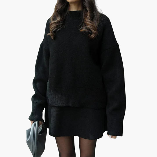 Women's Lounge Set with Crewneck Sweater and Mini Skirt