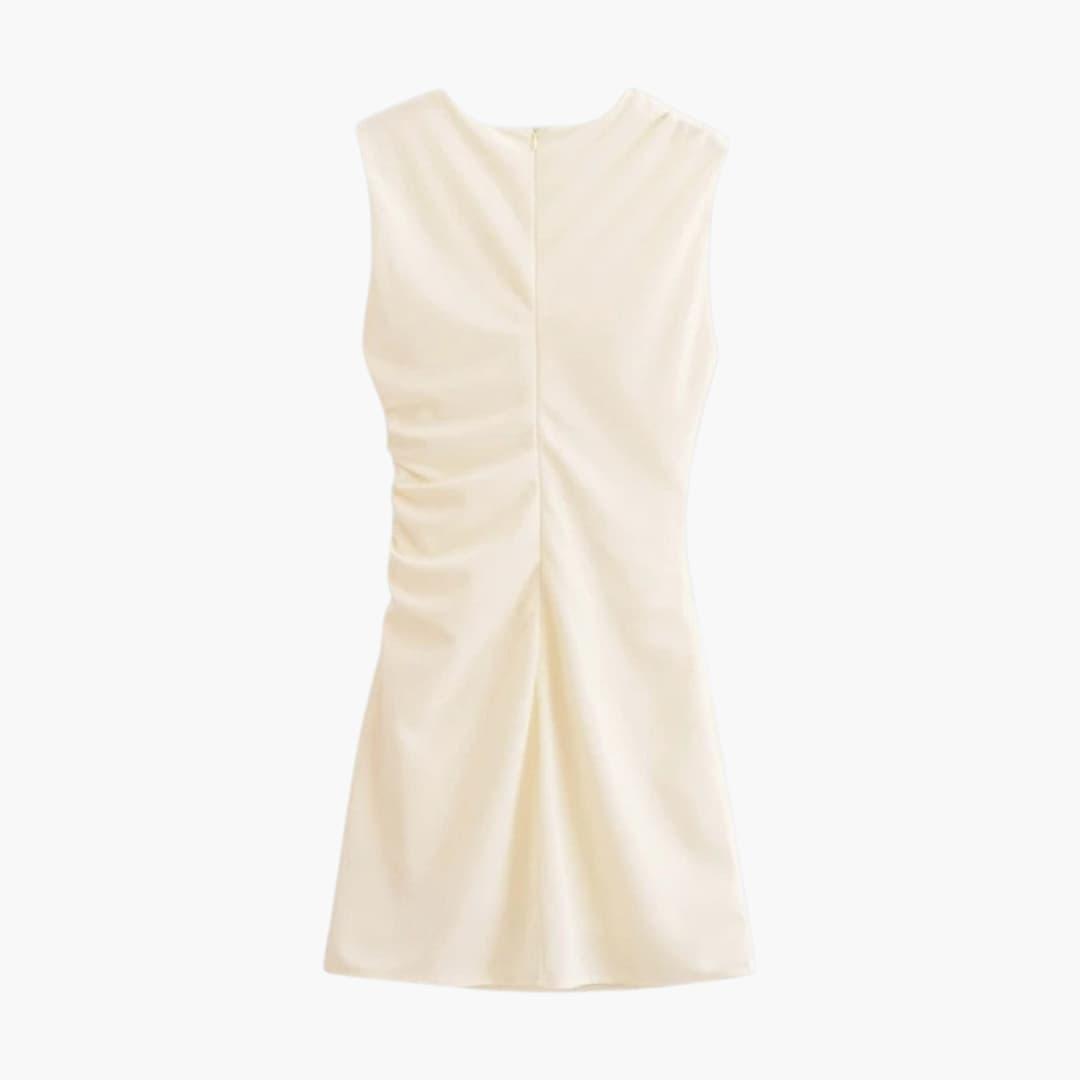 Women's Sleeveless Mini Dress with Draped Design and Bodycon Fit