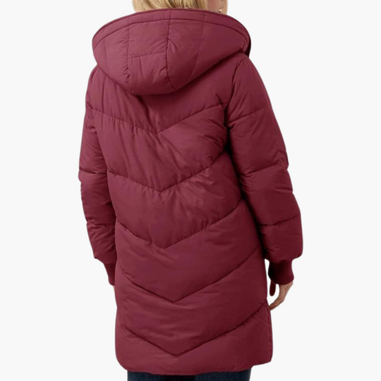 Women’s Hooded Puffer Coat with Fleece Lining and Slim Fit