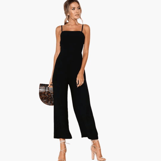 Women's Jumpsuit Dress with Spaghetti Straps and Lace-Up Back
