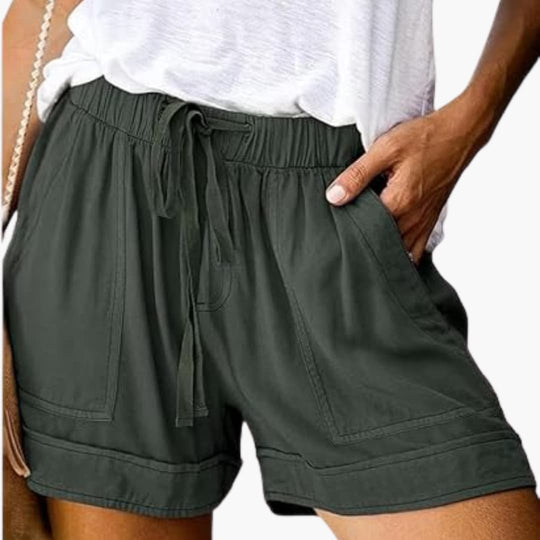 Women's Summer Shorts with Elastic Waistband and Adjustable Drawstring