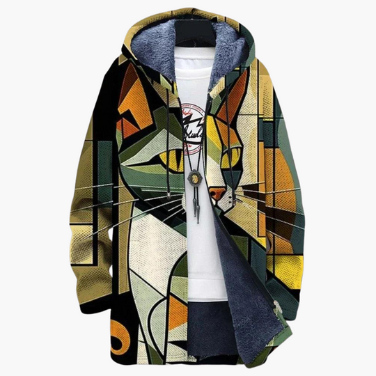 Women's Zip-Up Hoodie with Hood and Graphic Print