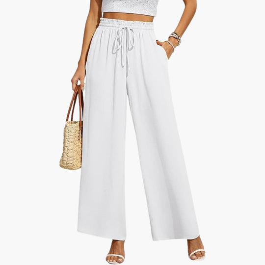 Women's Wide-Leg Trousers with Adjustable Drawstring Waistband