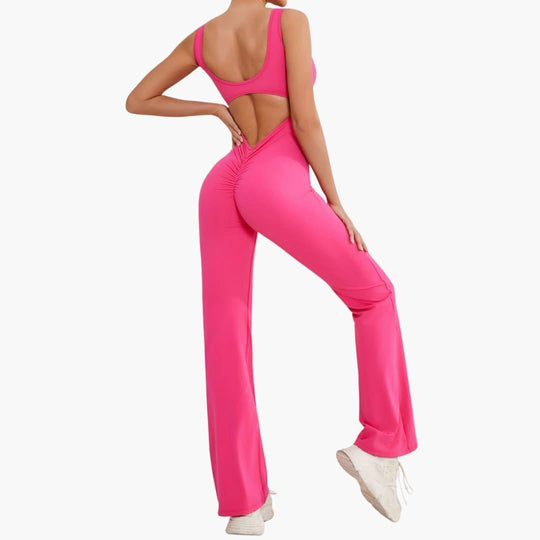 Women's Activewear Tracksuit with Sleeveless Scoop Neck and Flared Leg Trousers
