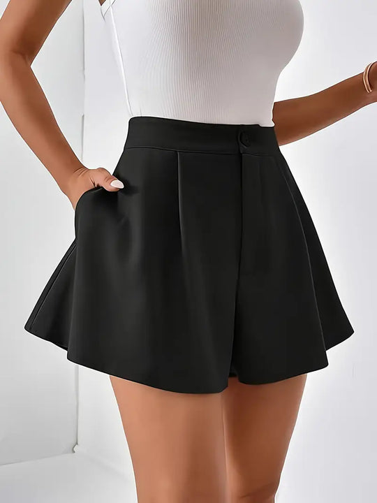 Women's pleated high-waisted flared pleated shorts with Front Pleats for Summer
