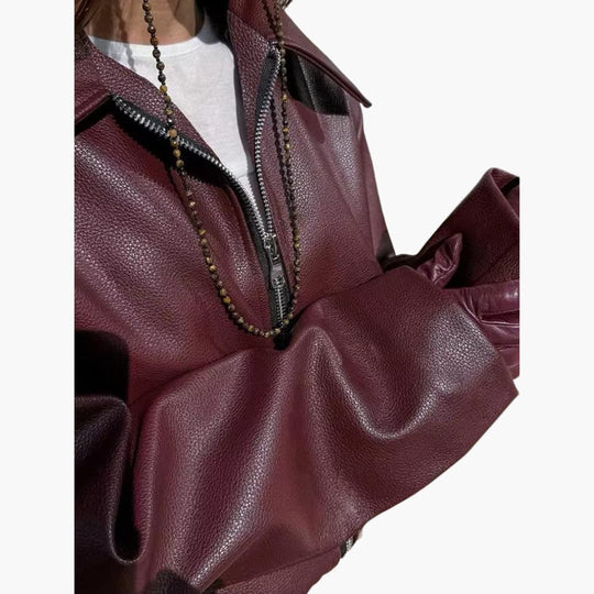 Women’s Bomber Jacket with Zip-Up Front and Collar