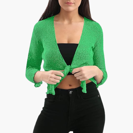 Women's Shrug with Tie Closure and Three-Quarter Sleeves