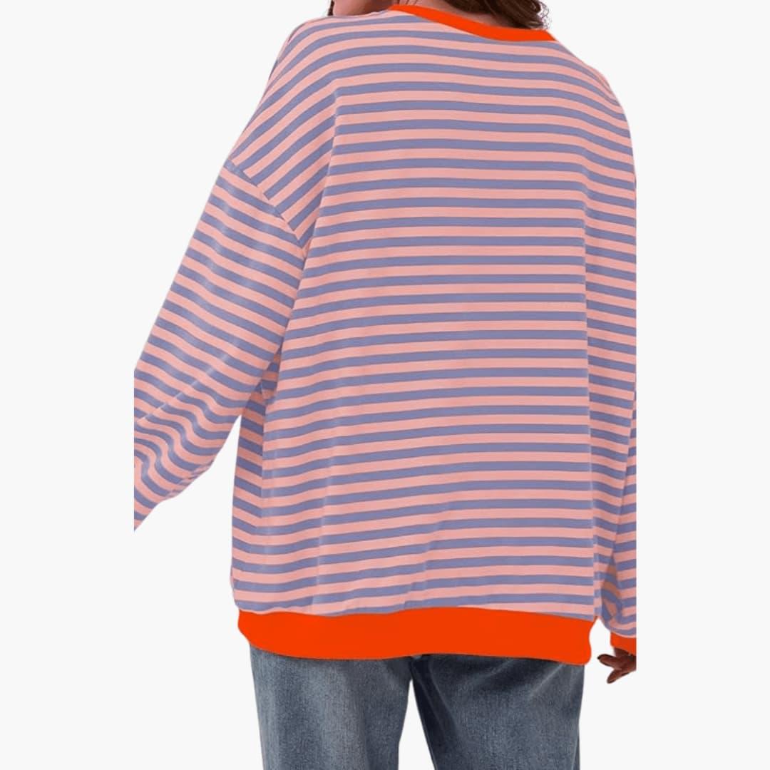 Women's Knit Jumper with Striped Pattern and Long Sleeves