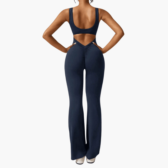 Women's Sleeveless Jumpsuit with Scoop Neckline and Flared Legs