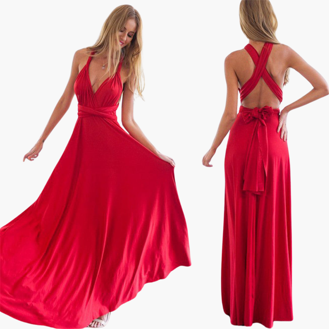 Women's Maxi Dress with Cross Back Detail and Tie Fastening