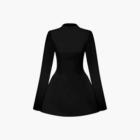 Women Mini Dress with Open Back and Flared Sleeves
