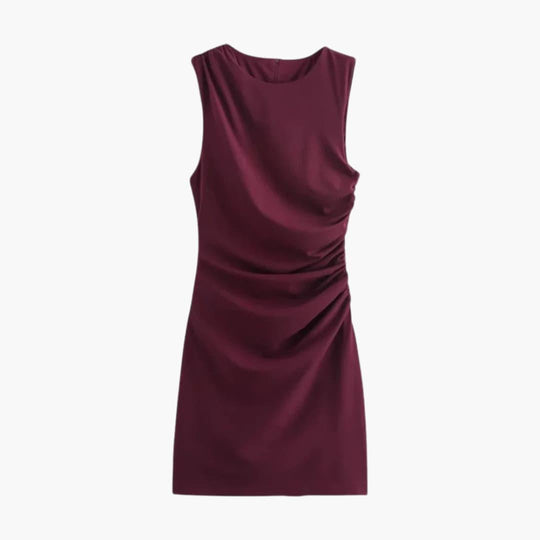 Women's Sleeveless Mini Dress with Draped Design and Bodycon Fit