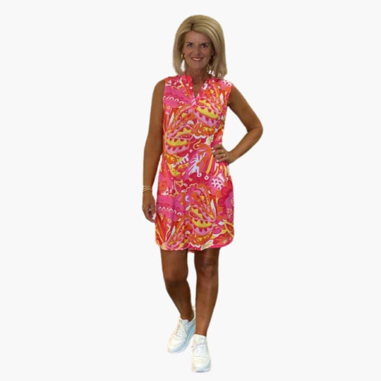 Women's Sleeveless Midi Dress with V-Neck and Flowy Design