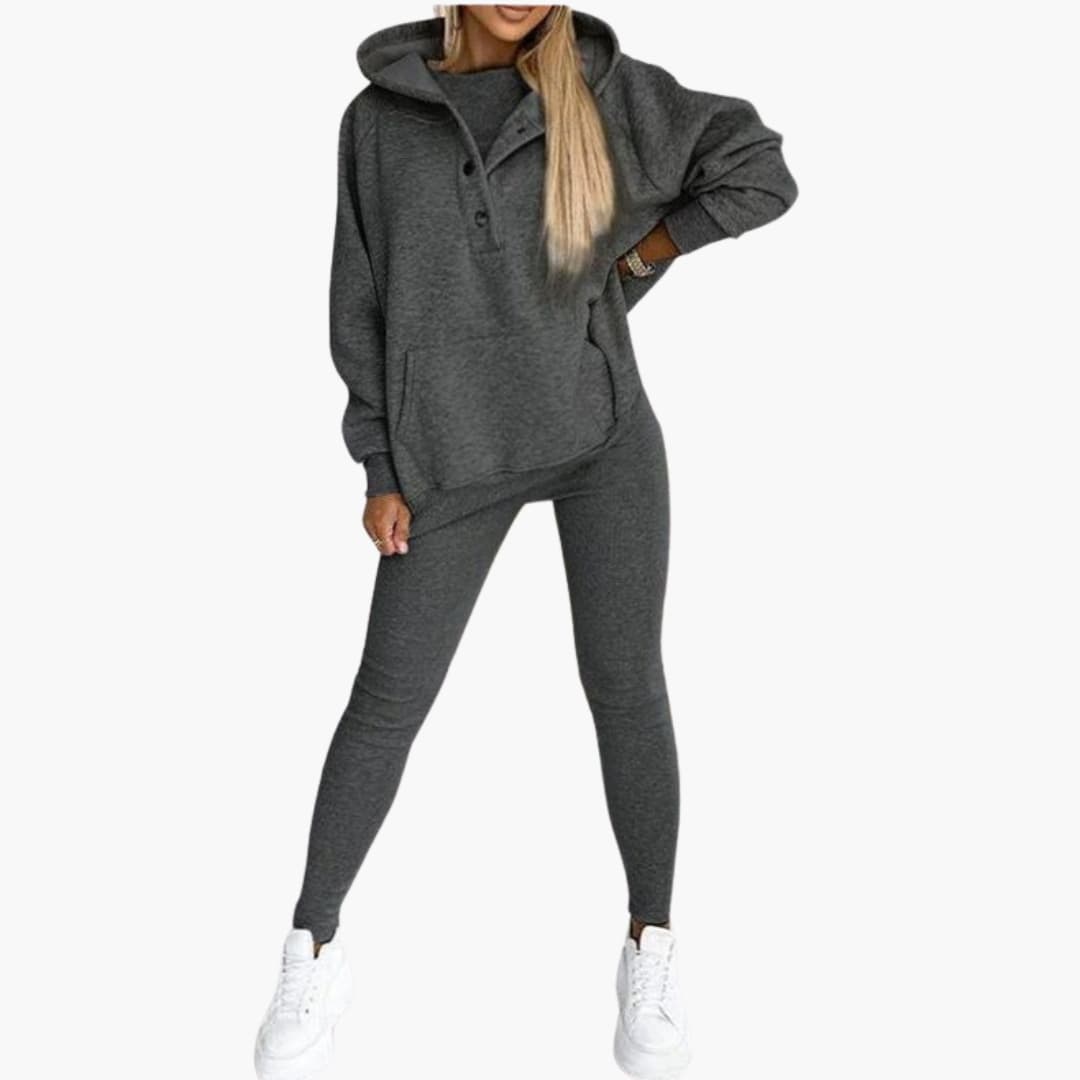 Women’s Three-Piece Lounge Set with Vest, Long Sleeve Top and Trousers