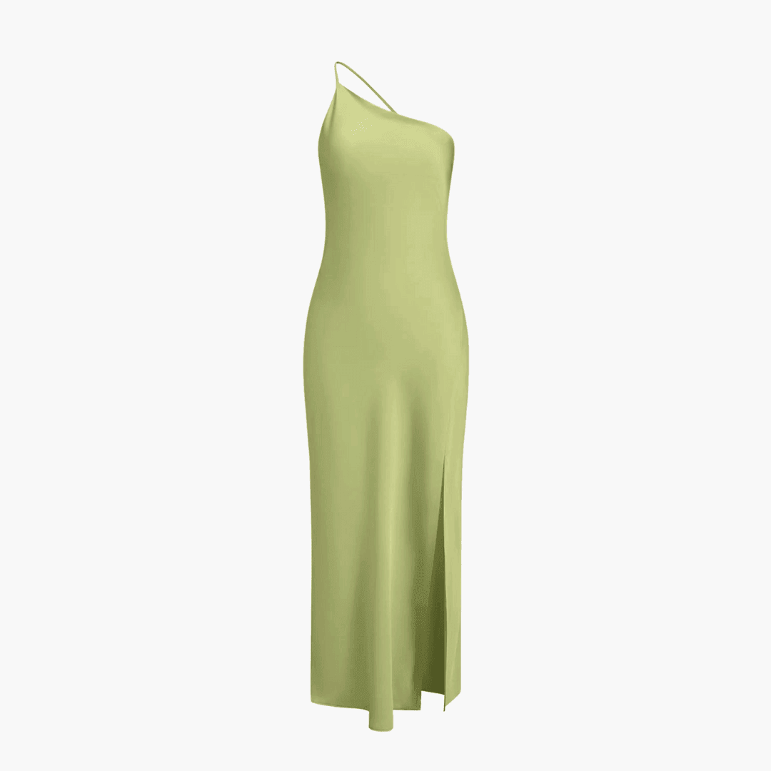 Women's Summer Midi Dress with Spaghetti Straps and Side Slit