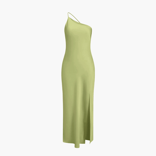 Women's Summer Midi Dress with Spaghetti Straps and Side Slit