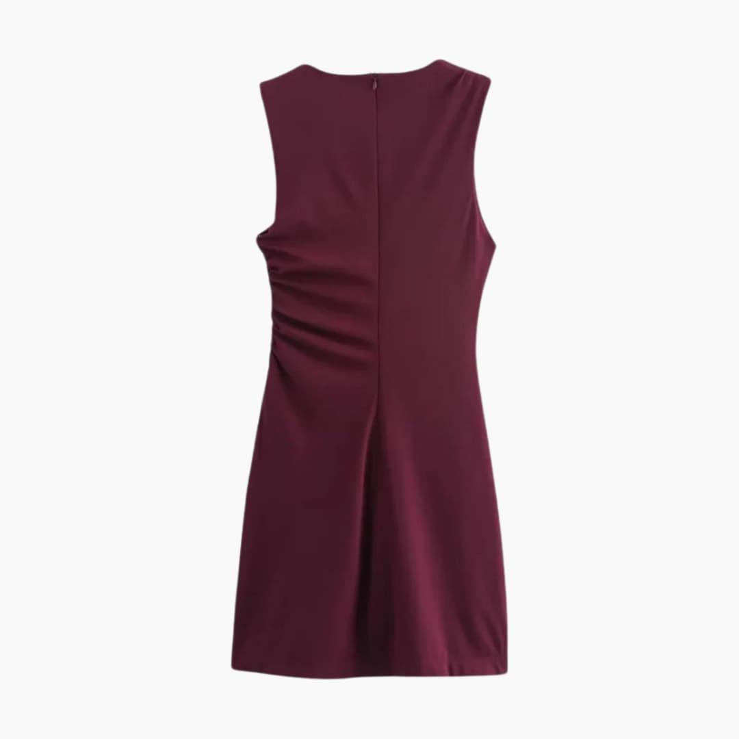 Women's Sleeveless Mini Dress with Draped Design and Bodycon Fit