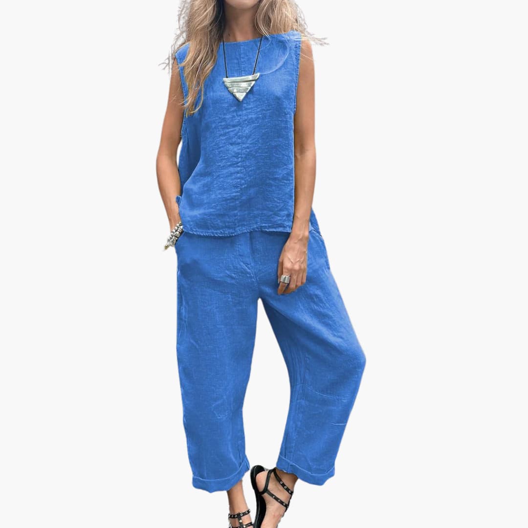 Women’s two-piece set with sleeveless top and trousers